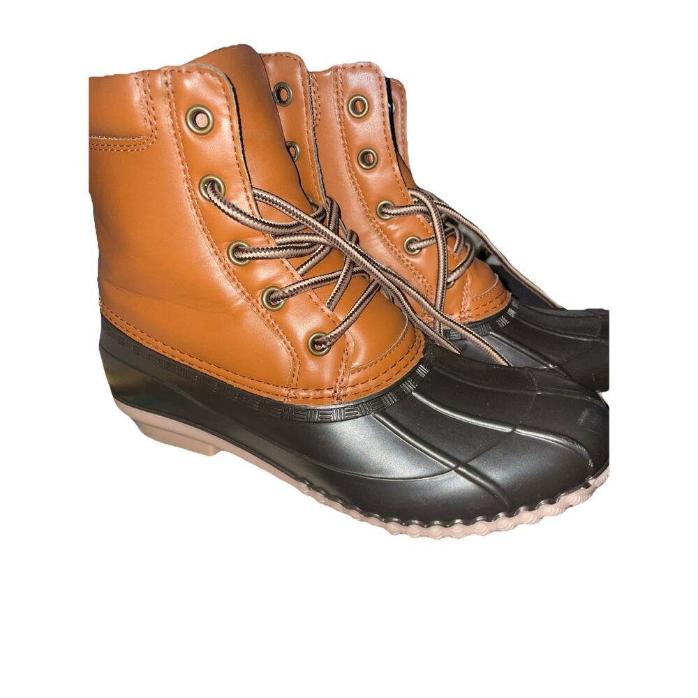 Women’s Canyon Creek Rubber Toe Duck Boots Faux Leather Sz 5 Faux Fur Lining